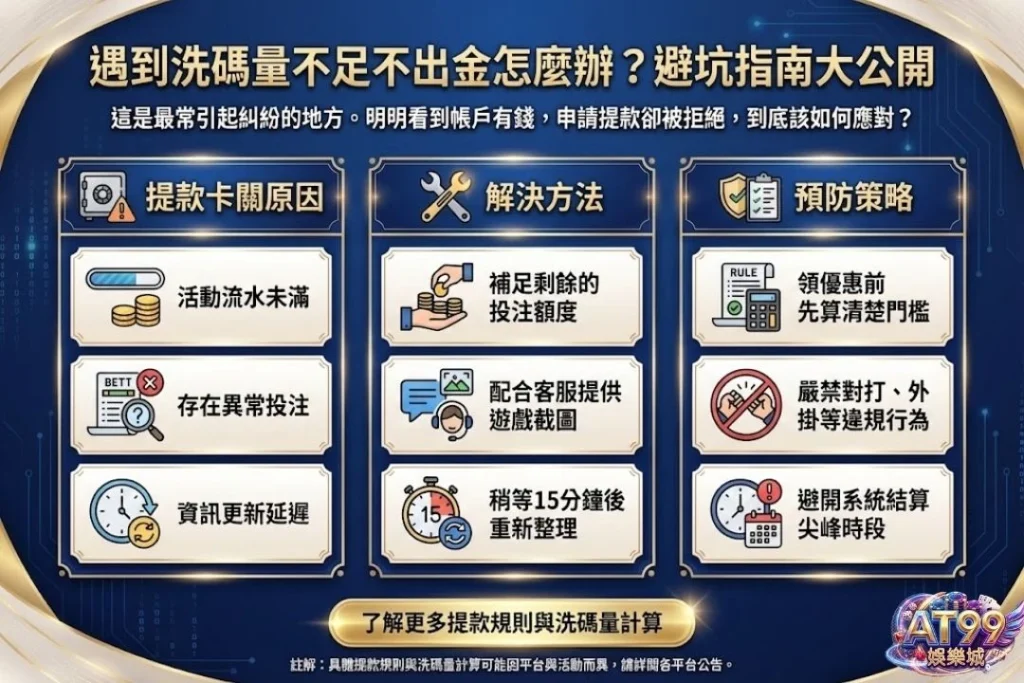 洗碼量不足不出金