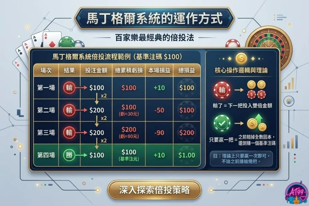 【百家樂配注】從倍投法到均注,穩紮穩打贏獎金 1 百家樂倍投法