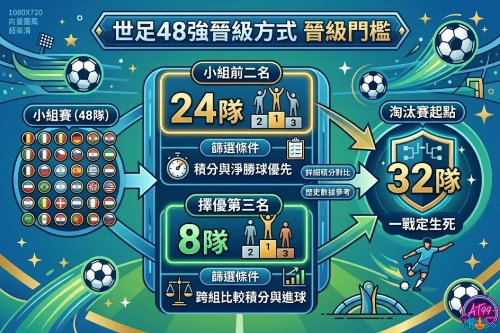 【2026FIFA世界盃足球48強】賽程、名單與分組一次看 2 世足48強分組晉級方式